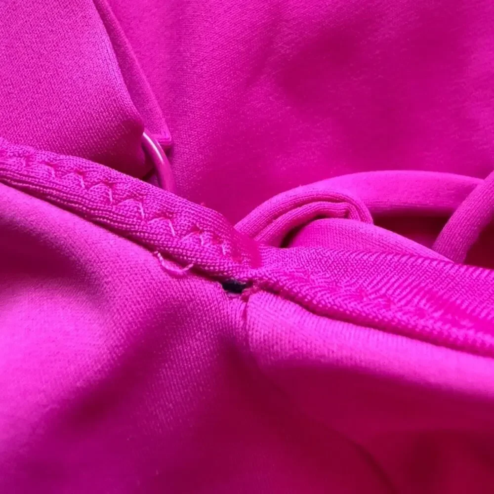 ta3 hi cut squarey one piece swim in pink, women size large regular / long